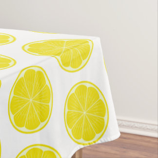Yellow Lemon Fruit Slice Mediterranean Botanical Tablecloth