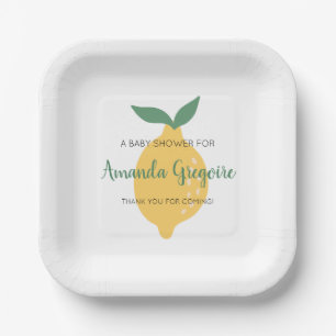 Yellow Lemon Fruit Themed Baby Shower Paper Plate