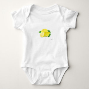 Yellow Lemon fruit watercolor tropical cute Baby Bodysuit
