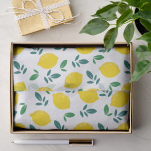 Yellow Lemon & Green Leaves Pattern Tissue Paper