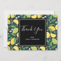 Yellow Lemon & Green Lime Fruit Pattern Thank You