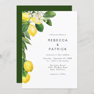 Yellow Lemon Grove Elegant Wedding Invitation
