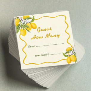 Yellow Lemon Guess How Many Game Enclosure Card