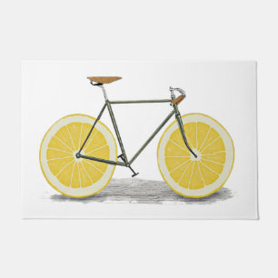 Yellow Lemon Mat, Bicycle And Fruit Doormat