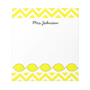 Yellow lemon notepad for teacher Personalised