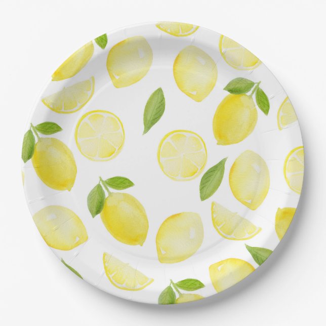 Yellow Lemon Pattern Party Plate (Front)