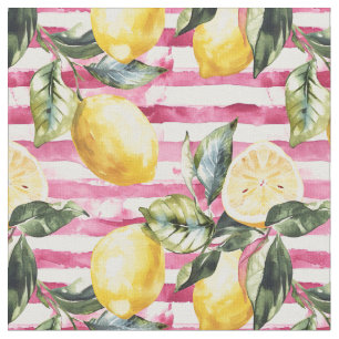 Yellow Lemon Print Fabric Cotton Fabric 