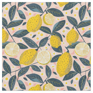 Yellow Lemon Print Fabric Cotton Fabric