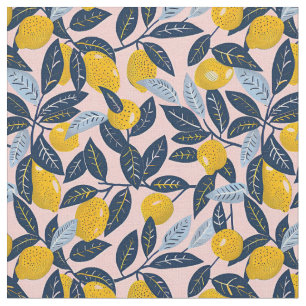 Yellow Lemon Print Fabric Cotton Fabric
