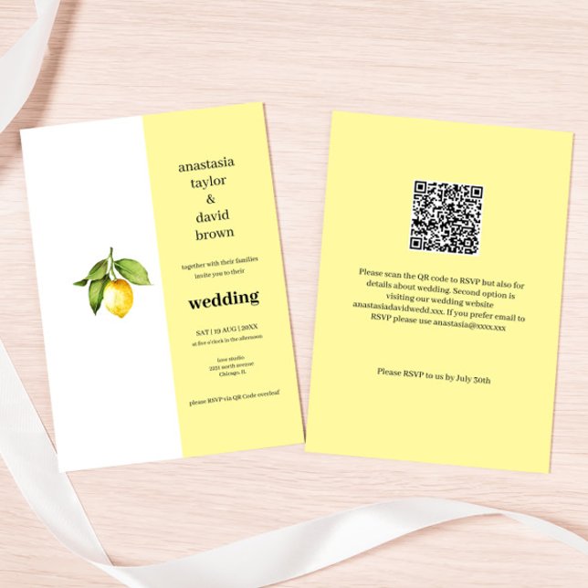Yellow Lemon QR Code Wedding Invitation (Creator Uploaded)