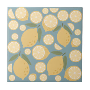 Yellow Lemon Seamless Pattern Ceramic Tile