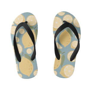 Yellow Lemon Seamless Pattern Kid's Thongs