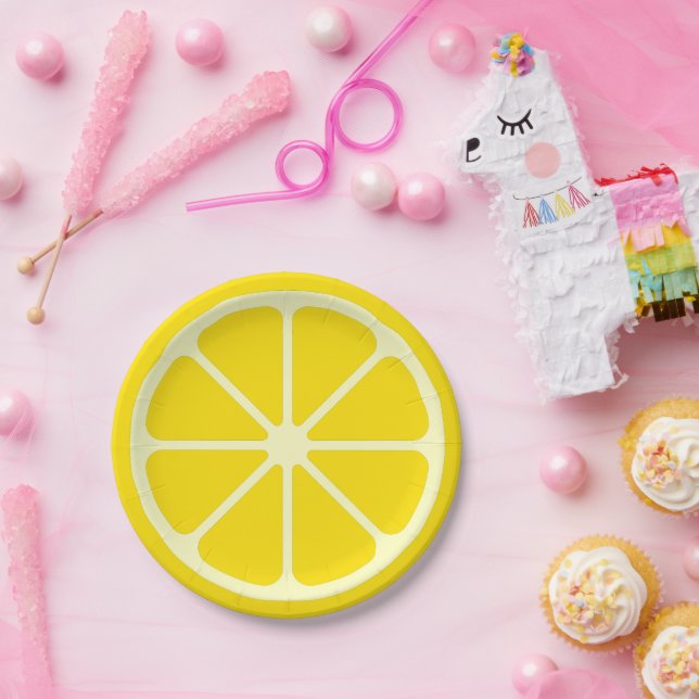 Yellow Lemon Slice Fun Summer Citrus Paper Plate (Party)
