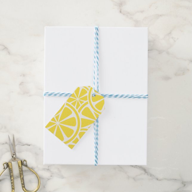Yellow Lemon Slice Pattern Gift Tags (With Twine)
