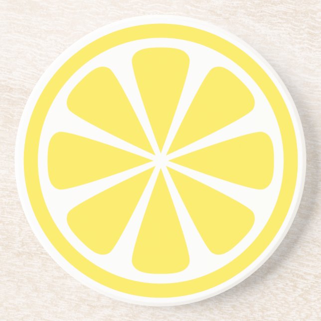 Yellow Lemon Slice Round Sandstone Coaster (Front)