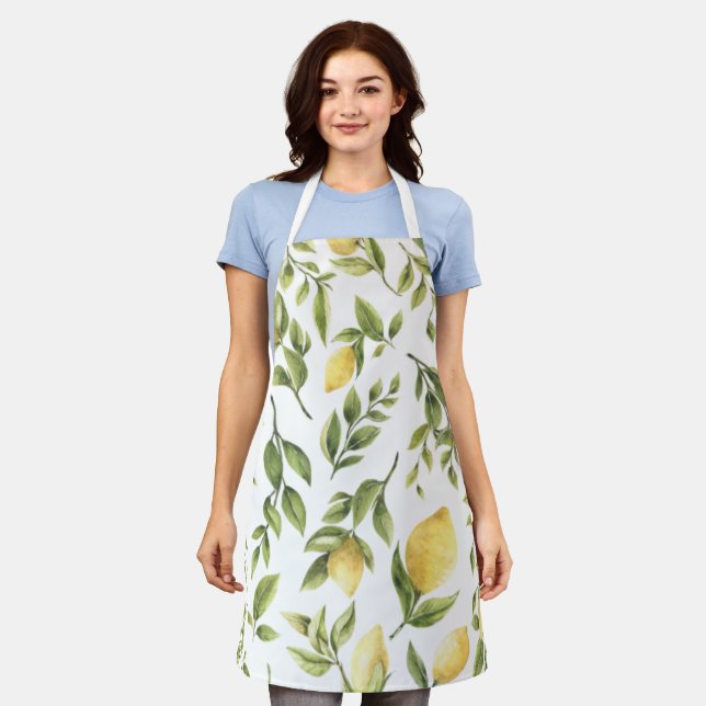 Yellow Lemon Sorrento Mediterranean Bridal Shower Apron (Worn)