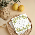 Yellow Lemon Sorrento Mediterranean Bridal Shower Napkin<br><div class="desc">Evoke the sunny splendour of an Amalfi Coast wedding with the Yellow Lemon Mediterranean Bridal Shower collection! Infused with the zest of summer citrus, the invitations, signs, and decor radiate warmth, elegance, and charming lemon graphics paired with a gorgeous calligraphy font. Celebrate your love amidst the breezy allure of the...</div>