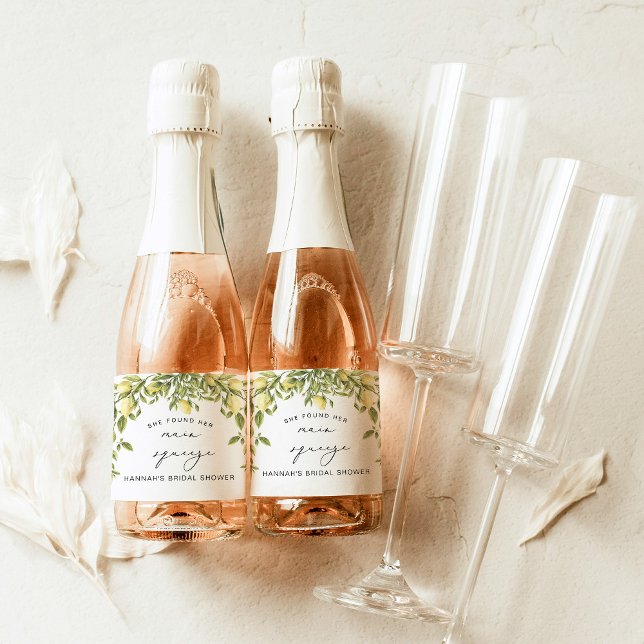 Yellow Lemon Sorrento Mediterranean Bridal Shower  Sparkling Wine Label (Creator Uploaded)