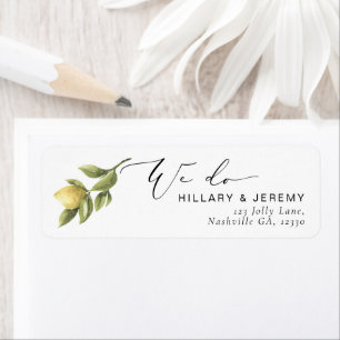 Yellow Lemon Sorrento We Do Wedding Return Address Label