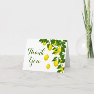 Yellow Lemon Thank You Green Citrus Wedding Card
