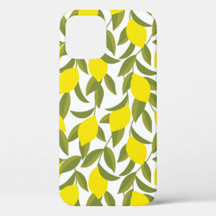 Yellow lemon tree seamless pattern iPhone 12 case