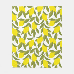 Yellow lemon tree seamless pattern fleece blanket