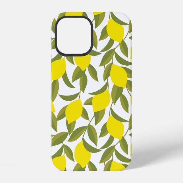 Yellow lemon tree seamless pattern iPhone case (Back)