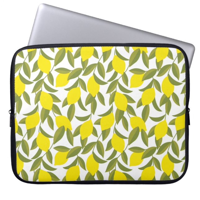 Yellow lemon tree seamless pattern laptop sleeve (Front)