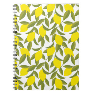 Yellow lemon tree seamless pattern notebook