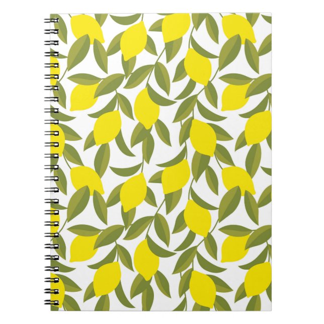 Yellow lemon tree seamless pattern notebook (Front)