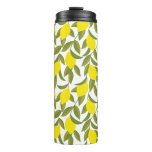 Yellow lemon tree seamless pattern thermal tumbler