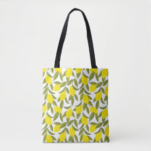 Yellow lemon tree seamless pattern tote bag