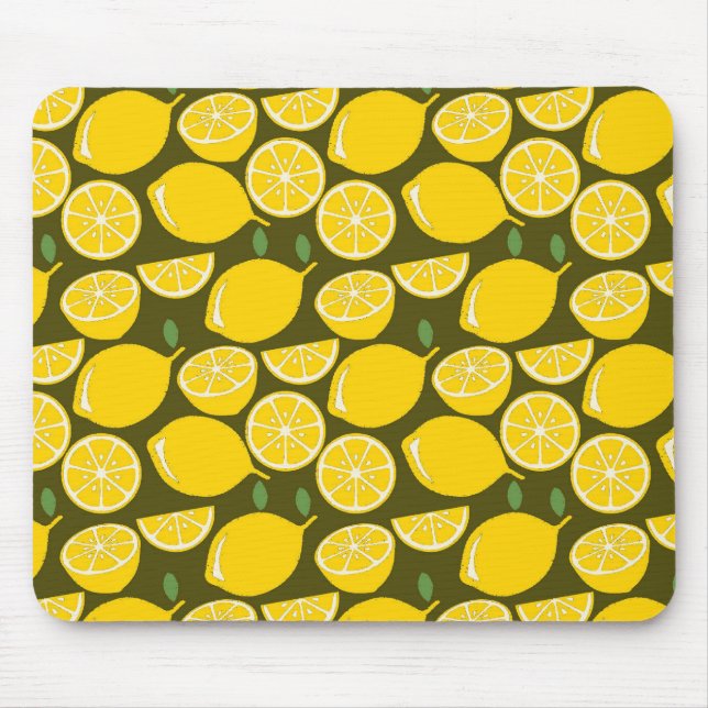 Yellow Lemon Wallpaper Pattern Summer Mouse Pad (Front)