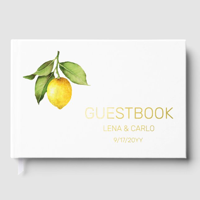 Yellow Lemon Wedding Guest Book (Front)