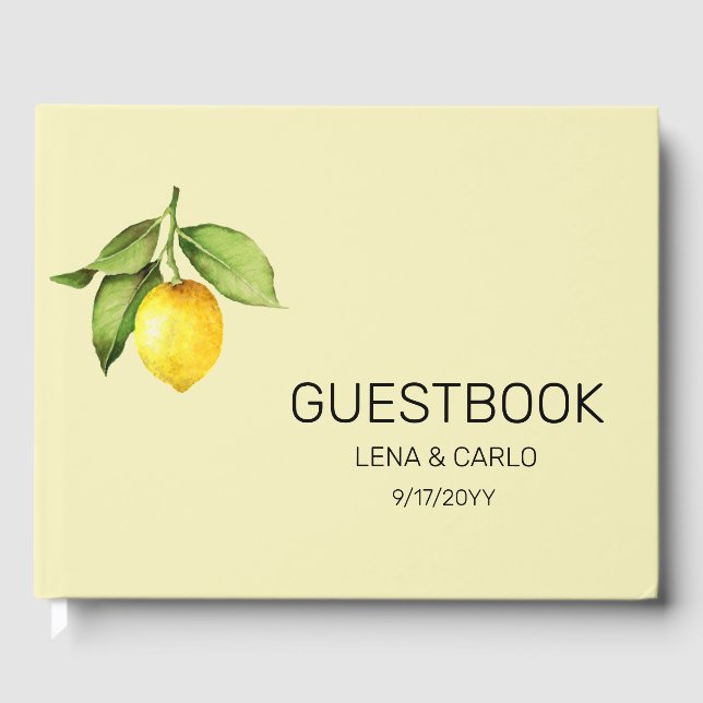 Yellow Lemon Wedding Guest Book (Front)