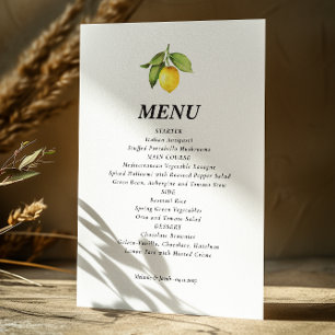 Yellow Lemon Wedding Menu 