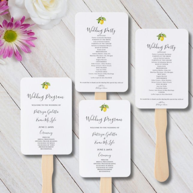 Yellow Lemon Wedding program Set of Fans (Creator Uploaded)