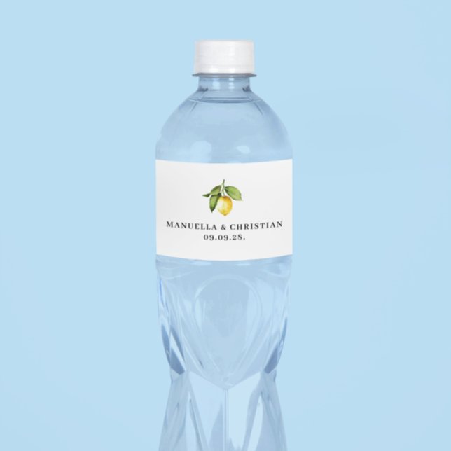 Yellow Lemon Wedding Water Bottle Label (Creator Uploaded)