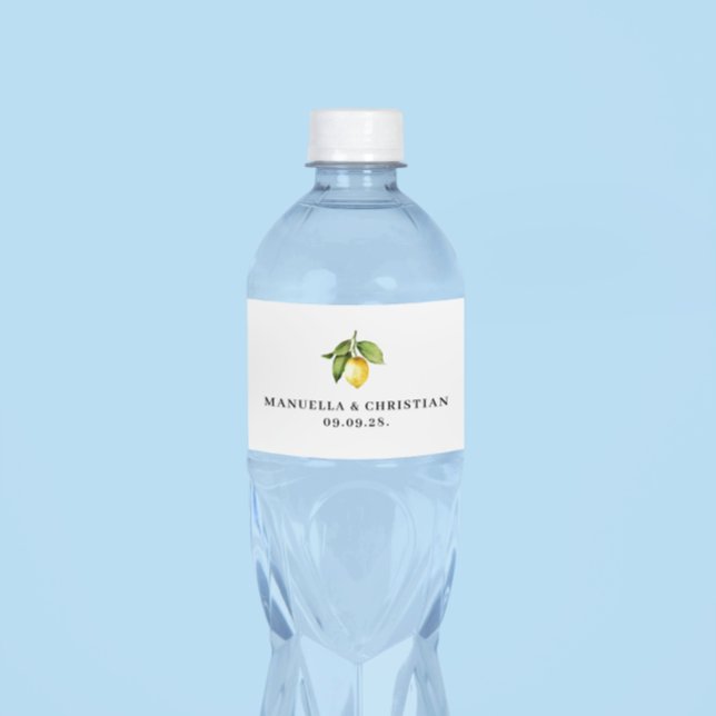 Yellow Lemon  Wedding Water Bottle Label (Creator Uploaded)