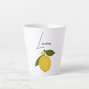 Yellow Lemon with Green Leaves Fresh Citrus Latte Mug
