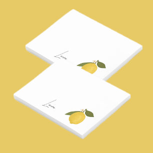 Yellow Lemon with Green Leaves Fresh Citrus Post-it Notes