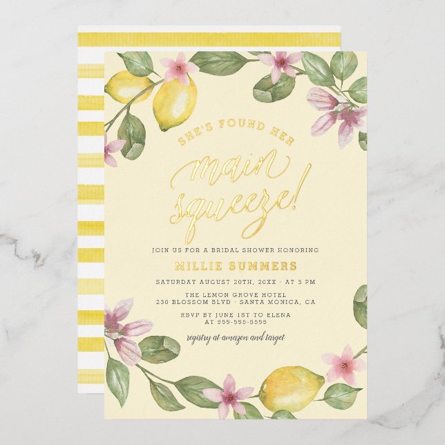 Yellow | Lemon Wreath Main Squeeze Bridal Shower (Front/Back)