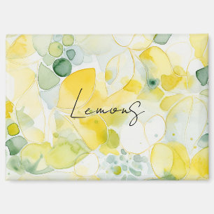 Yellow Lemons Abstract Magnet