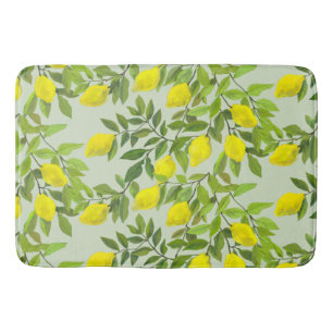 Yellow lemons and branches bath mat