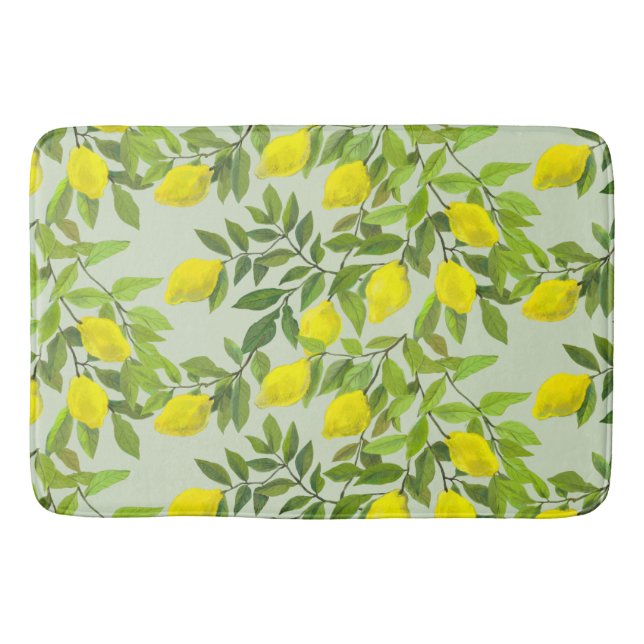 Yellow lemons and branches bath mat (Front)