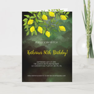 Yellow lemons and branches, Folded Invitation