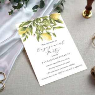 Yellow Lemons and Foliage Wedding Engagement Party Invitation