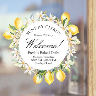 Yellow Lemons and White Flowers Floral Wreath