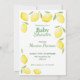 Yellow Lemons Baby Shower Invitation