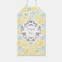 Yellow Lemons & Blue Flowers Pattern Thank You